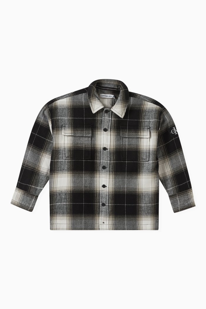 

Checkered Shirt in Cotton Flannel, Black