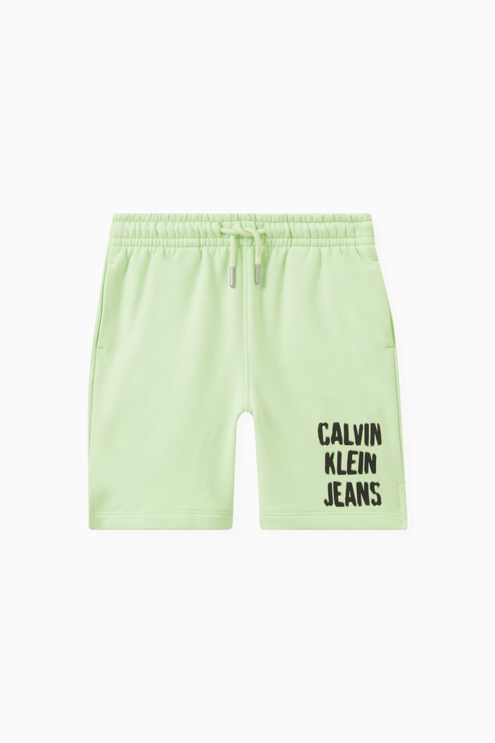 Relaxed Logo Shorts in Cotton, Green