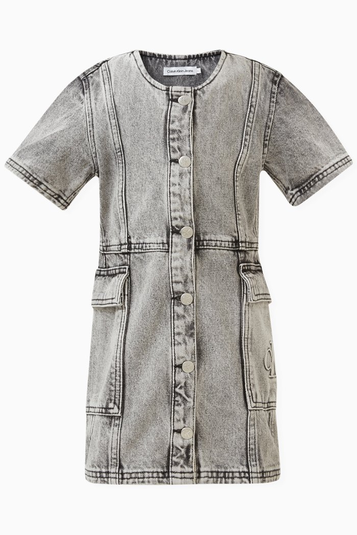 

Denim Mini Dress in Cotton, Grey