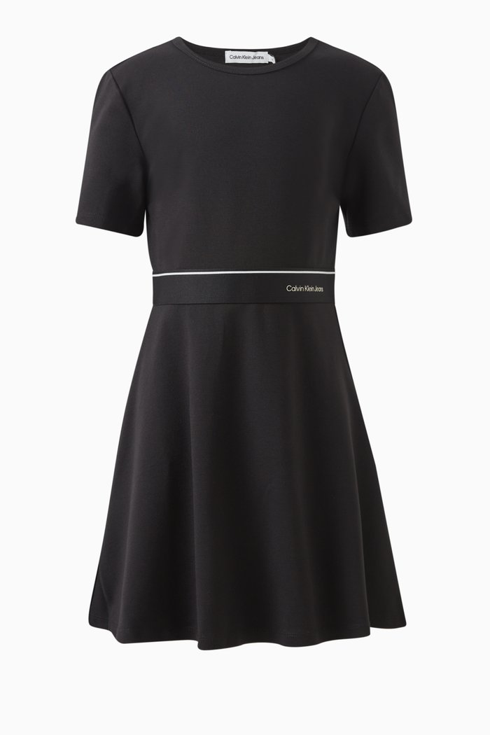 

Logo-tape Dress in Stretch-cotton, Black