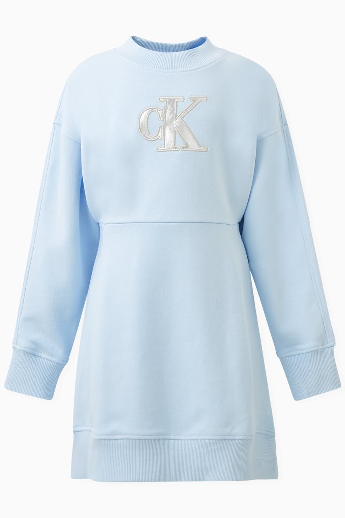 

Relaxed Logo Sweatshirt Dress in Cotton, Blue