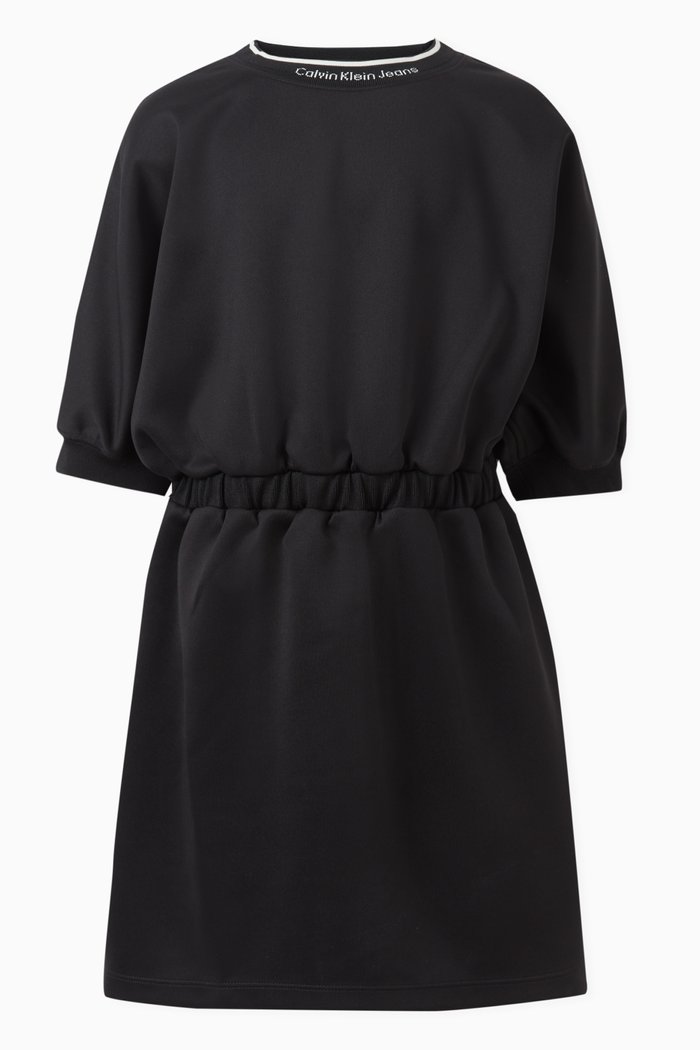 

Logo Tape Dress in Cotton Jersey, Black