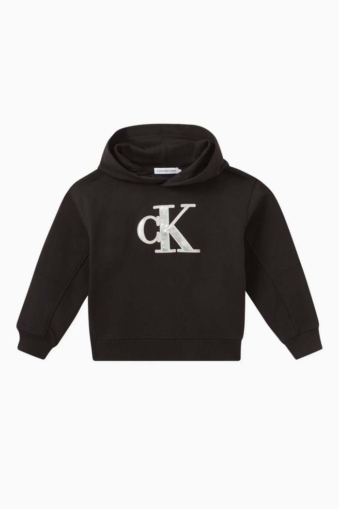 

Relaxed Logo Hoodie in Cotton, Black