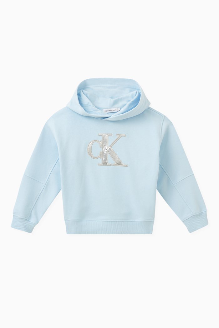 

Relaxed Logo Hoodie in Cotton, Blue