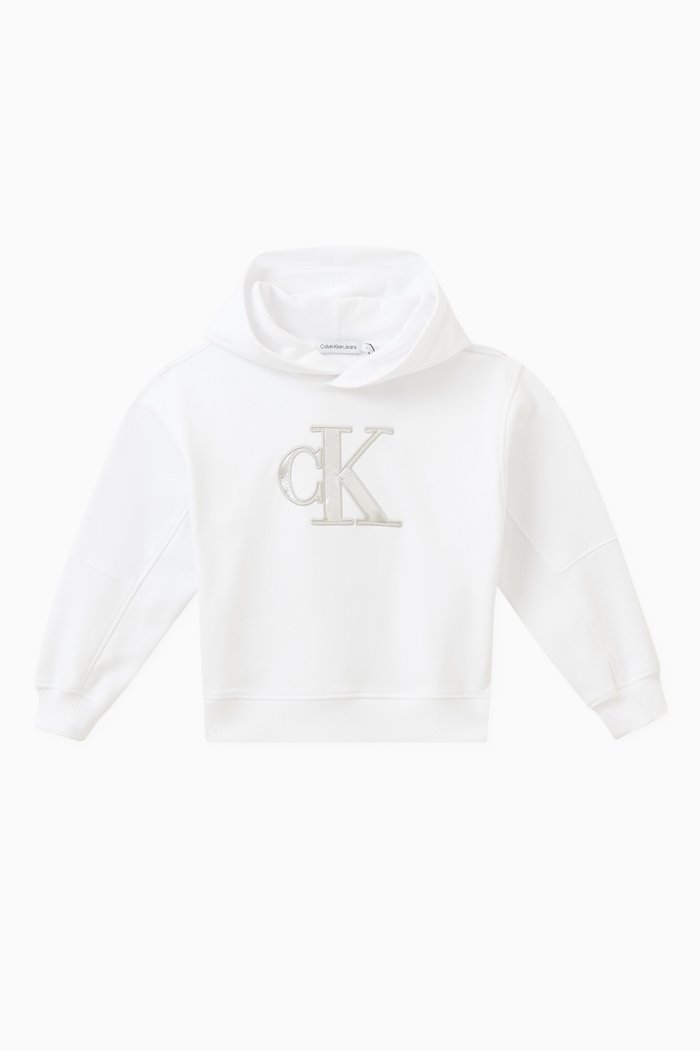

Relaxed Logo Hoodie in Cotton, White