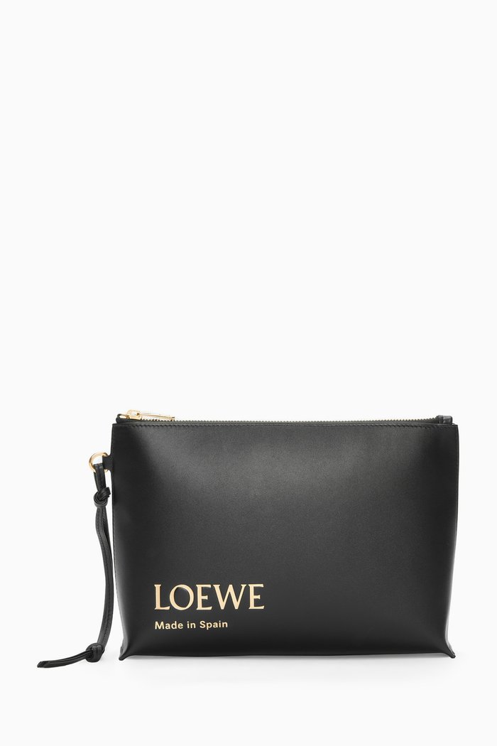 

Embossed LOEWE T Pouch in Shiny Nappa Calfskin, Black