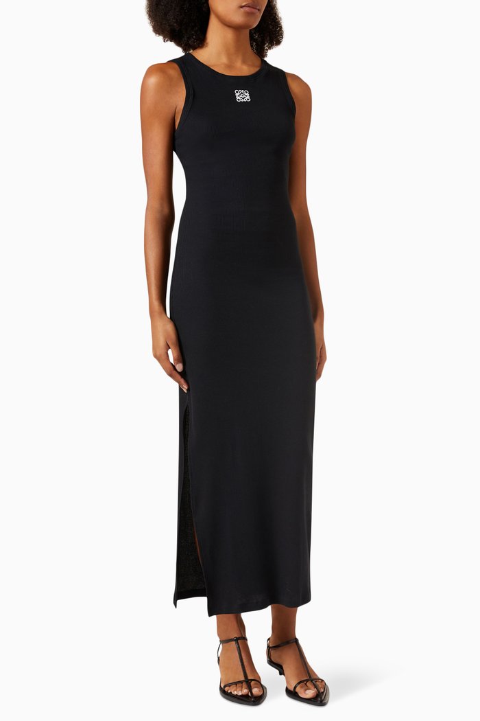Anagram Tank Dress in Cotton, Black