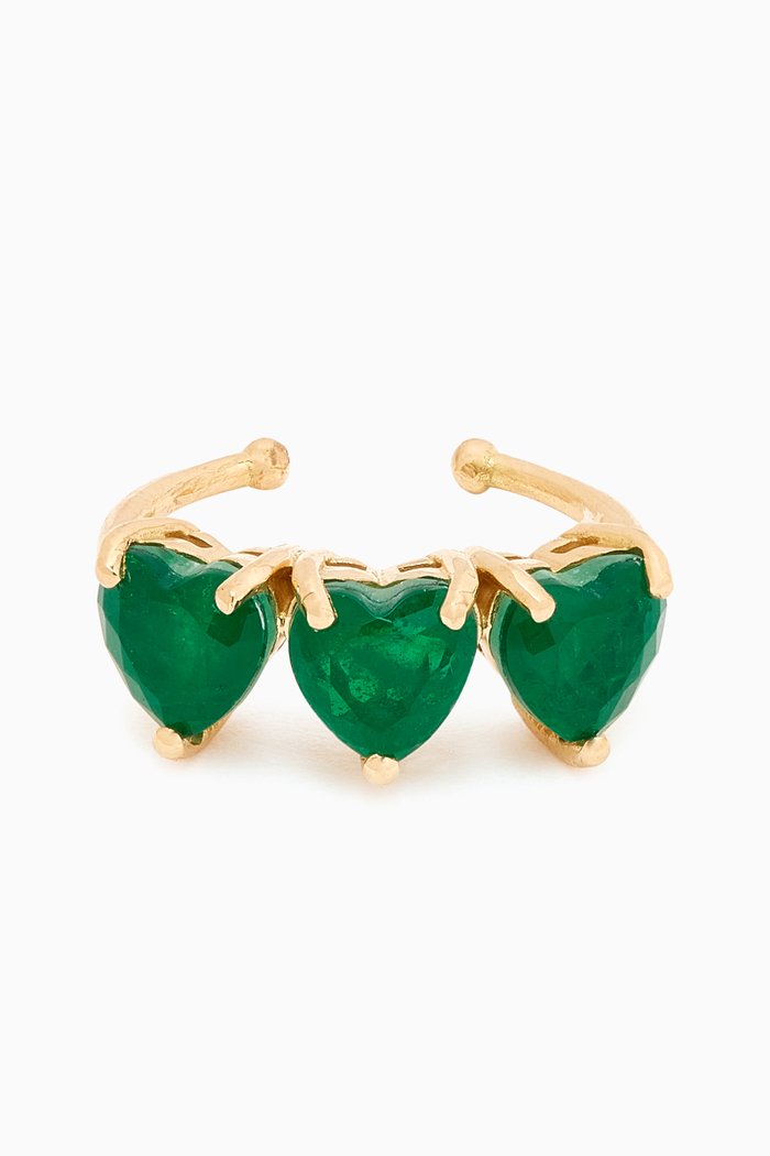 Emerald Single Ear Cuff in 18kt Yellow Gold