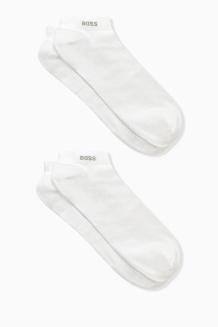 Logo Ankle Socks Cotton-blend, Set of 2, White