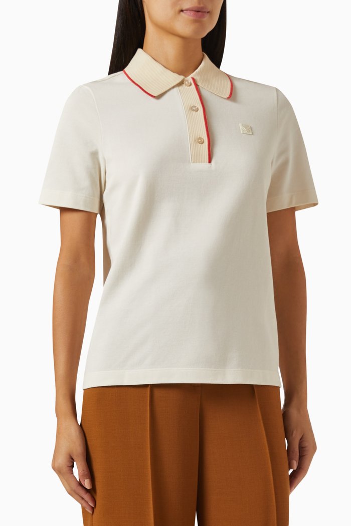 

Vintage Collar Polo Shirt in Cotton-piqué, Neutral
