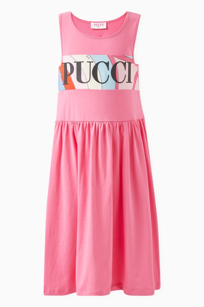 

Logo-print Sleeveless Dress in Cotton, Pink