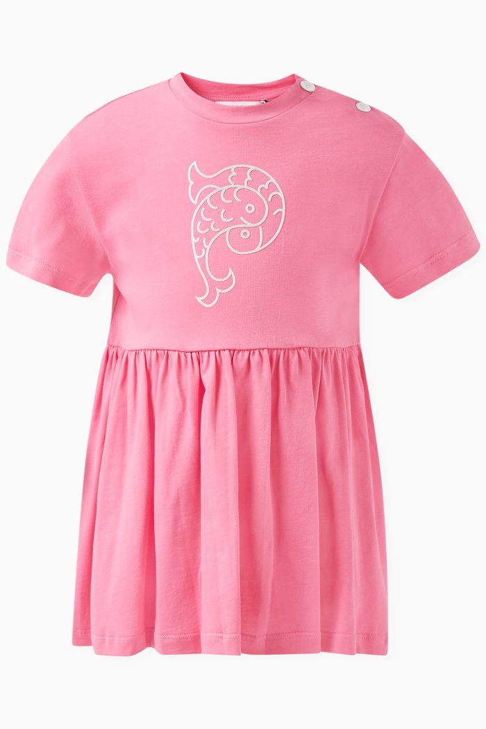 

Logo Print Dress in Jersey, Pink