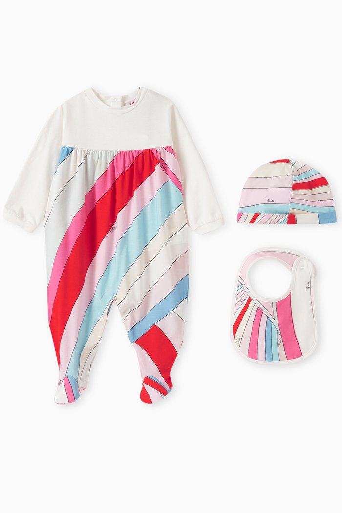 

Marmo Print Sleepsuit Set in Cotton, Multicolour