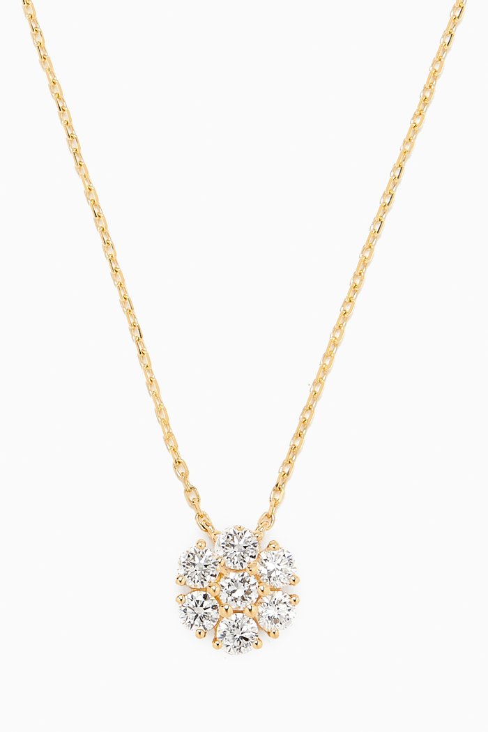 Flower Diamond Necklace in 18kt Yellow Gold, White