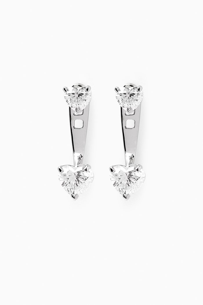 

Heart Diamond Slider Earrings in 18kt White Gold