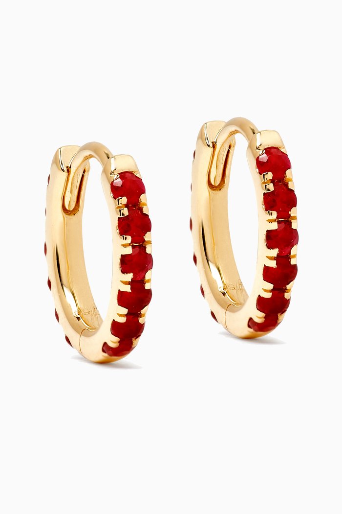 

Ruby Hoop Earrings in 18kt Gold, Red