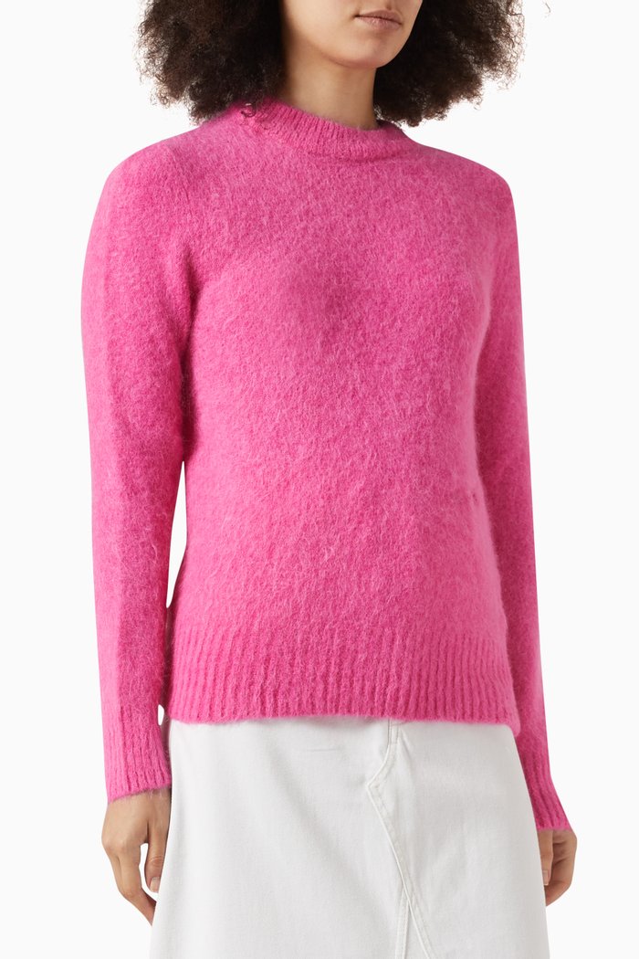 

O-neck Sweater in Brushed Alpaca-blend, Pink