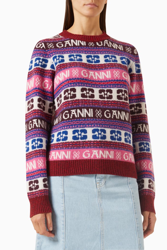 

Intarsia Logo Sweater in Wool-blend, Multicolour