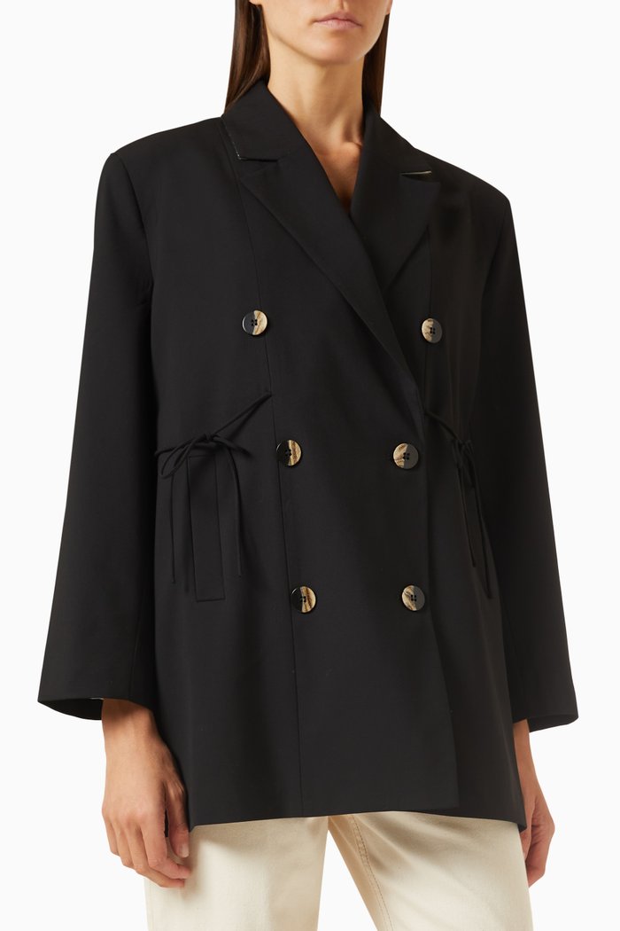 

Drapey Oversized Blazer in Viscose-blend, Black