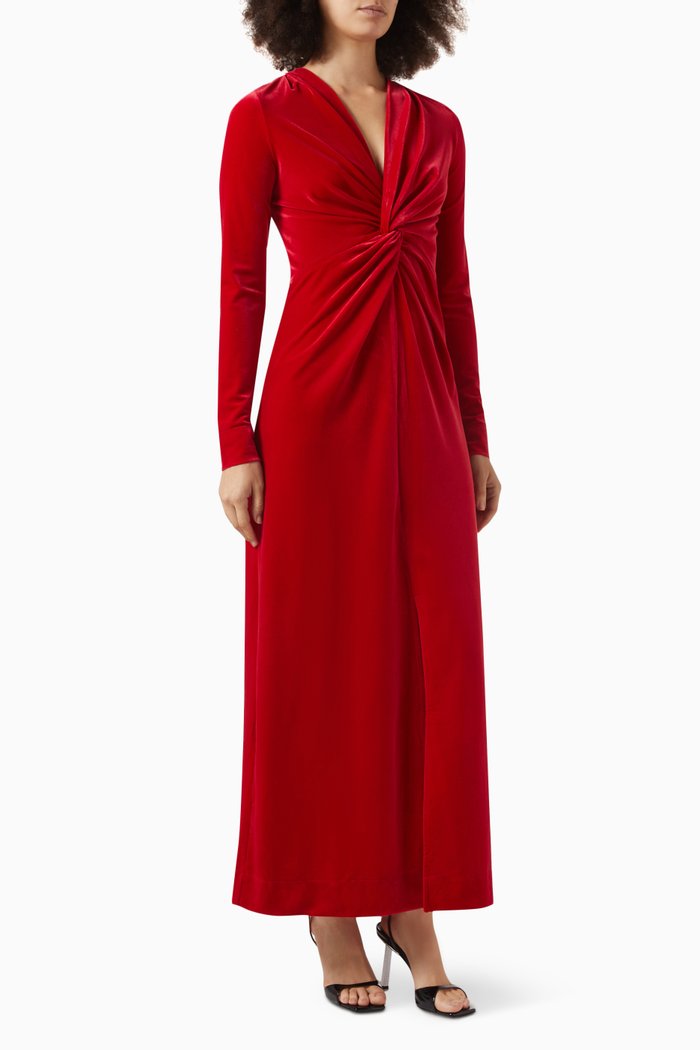 

Twist Maxi Dress in Velvet, Red