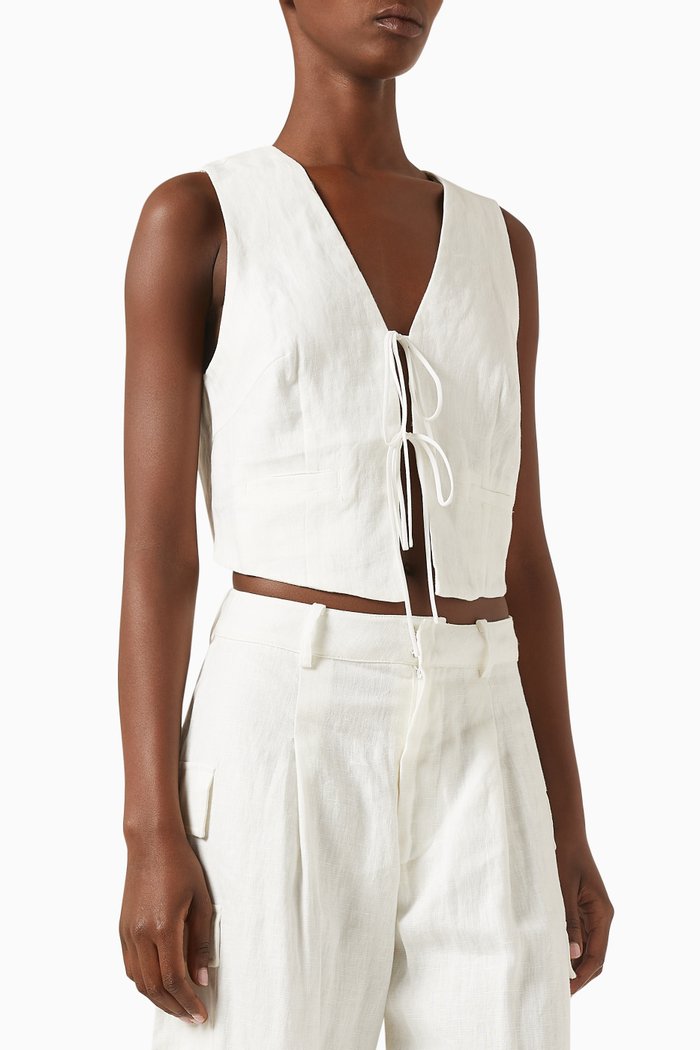 

Alena Top in Linen, White