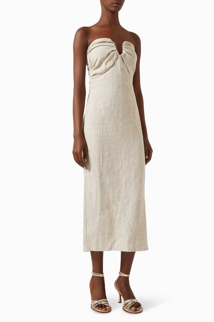 

Porter Midi Dress in Linen, Neutral