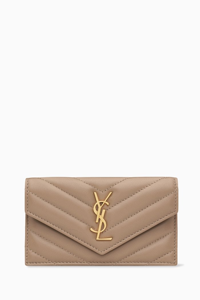 

Small Cassandre Matelassé Envelope Wallet in Lambskin, Neutral