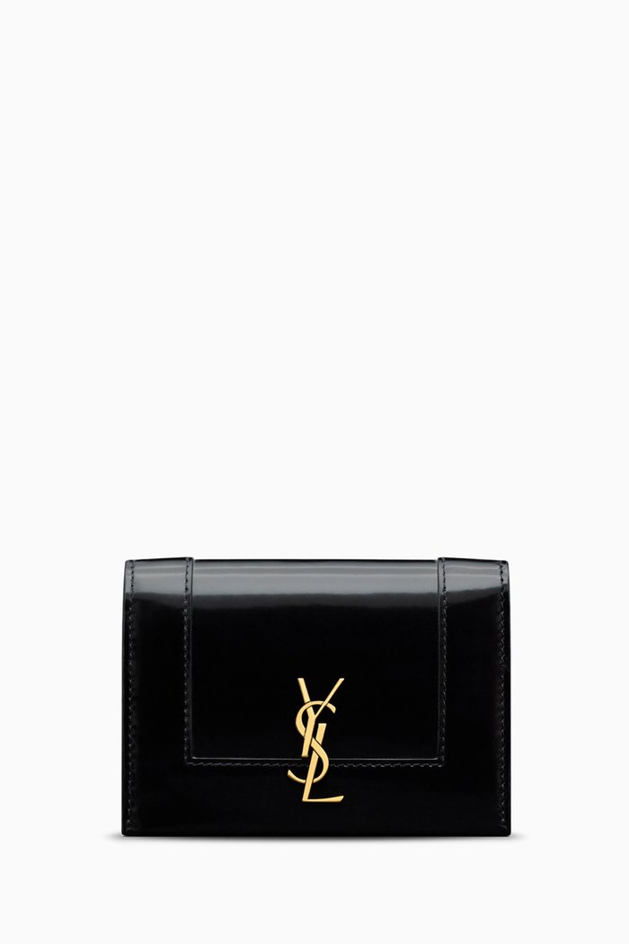 

Cassandre Flap Card Case in Shiny Leather, Black
