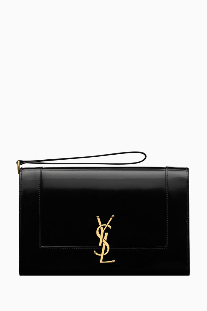 

Cassandre Flap Pouch in Shiny Leather, Black