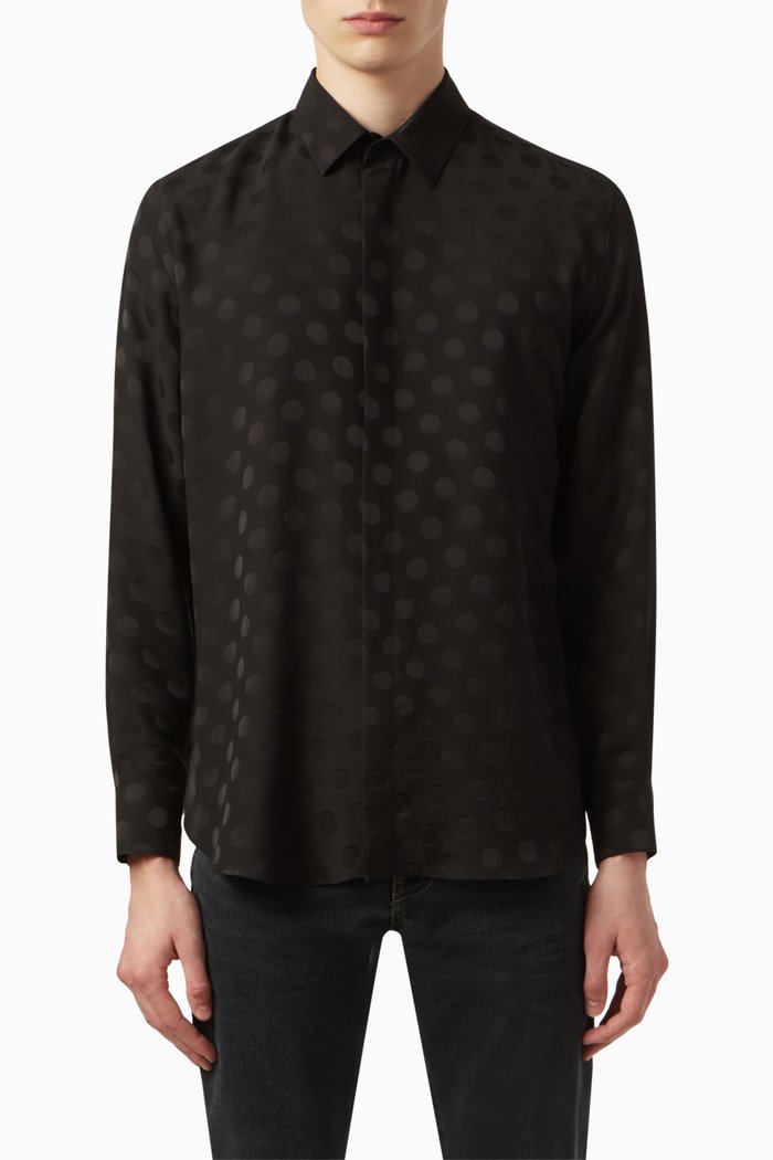 Polka Dot Shirt in Silk, Black