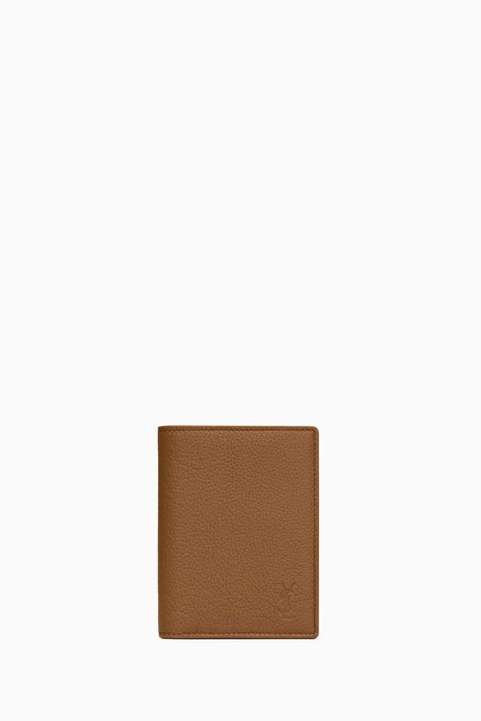 

Cassandre Shadow Saint Laurent Card Holder in Leather, Brown