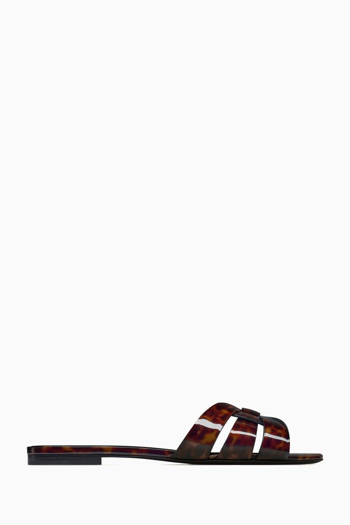 

Tribute Mule Sandals in Patent-leather, Brown