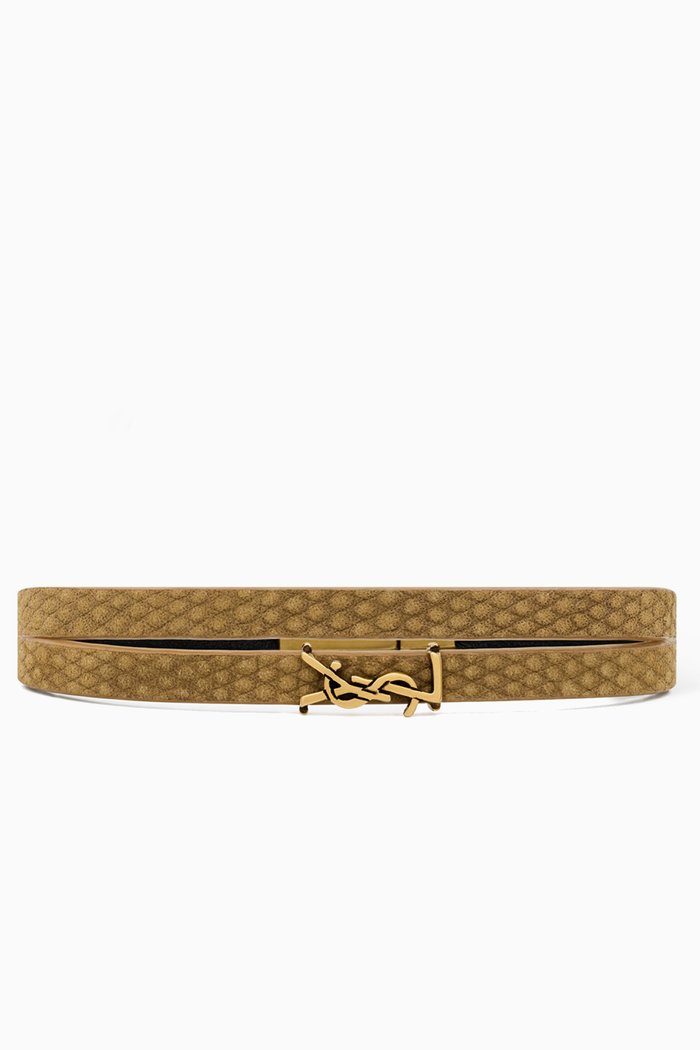 

Cassandre Double-wrap Bracelet in Lizard-embossed Leather, Gold