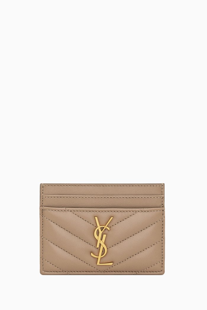 

Cassandre Matelassé Card Case in Lambskin, Neutral
