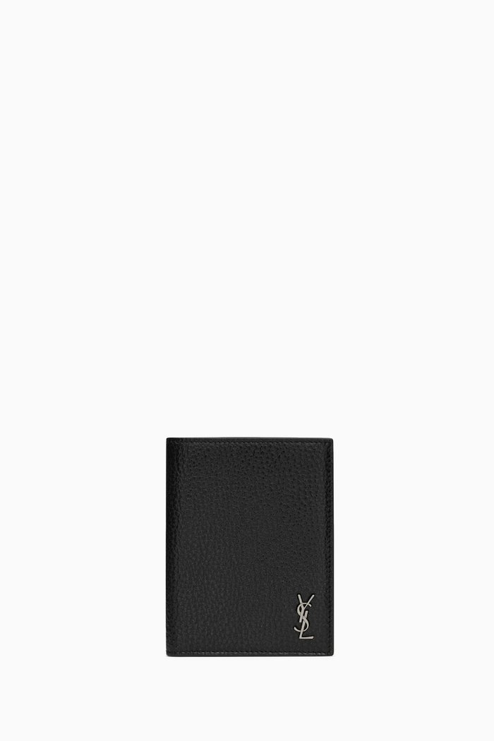 

Tiny Cassandre East/West Cardholder in Grained Leather, Black