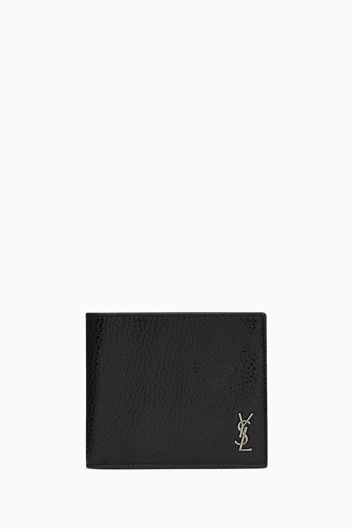 

Tiny Cassandre East/West Wallet in Grained Leather, Black