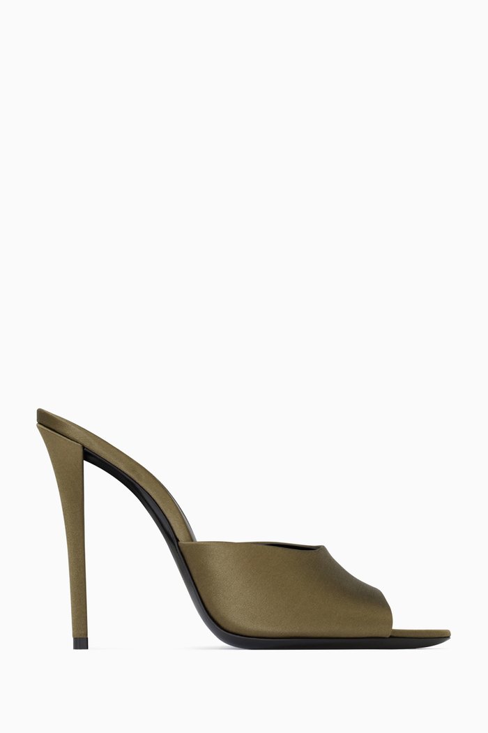Goldie110 Slip-on Mules in Satin, Green