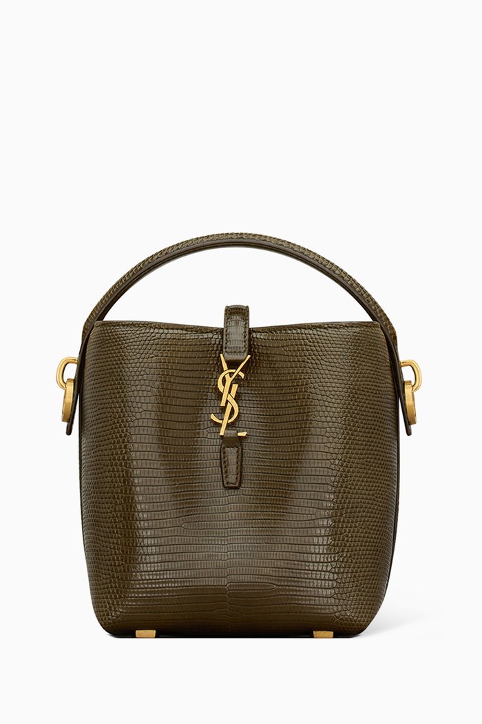 

Le 37 Mini YSL Bucket Bag in Shiny Lizard Leather, Green