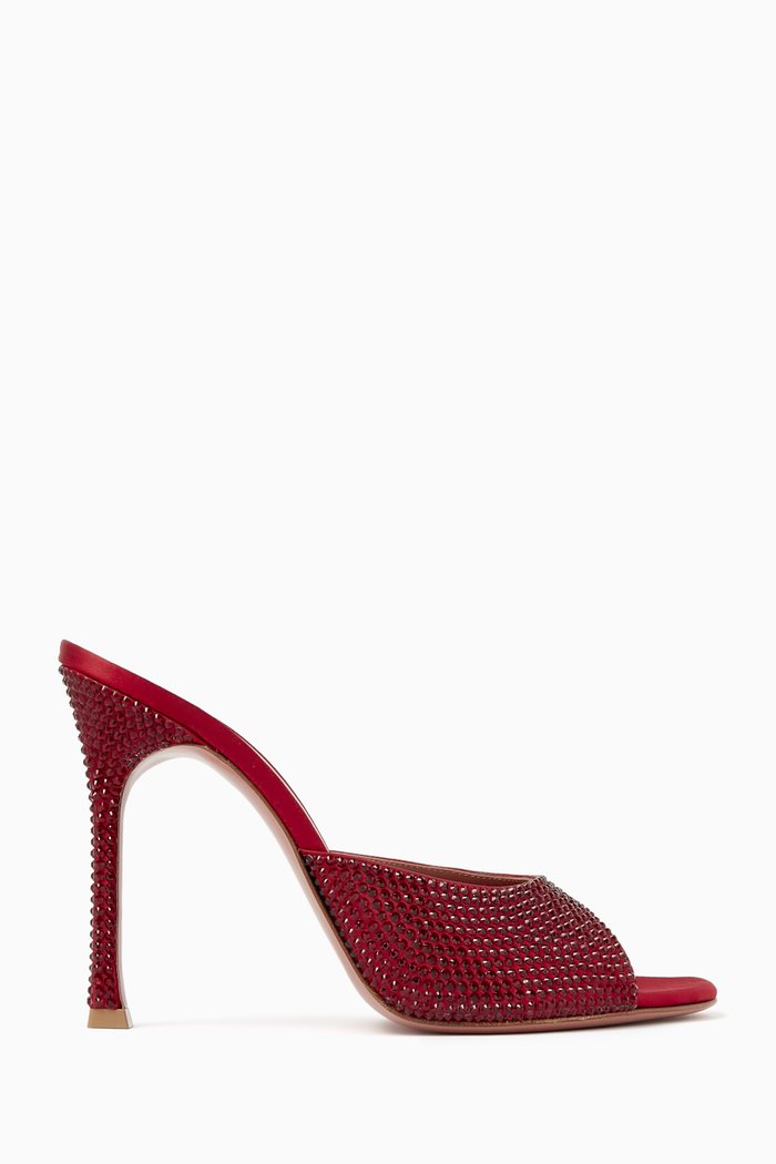 

Alexa 105 Embellished Mule Sandals in Satin, Red