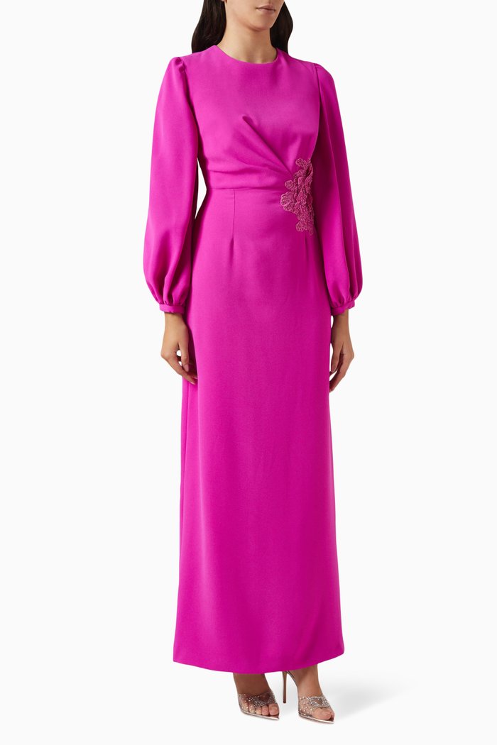 

Embellished Maxi Dress in Crepe, Pink