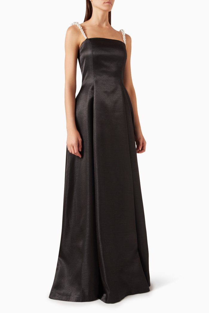 

Pearl-embellished Maxi Dress, Black