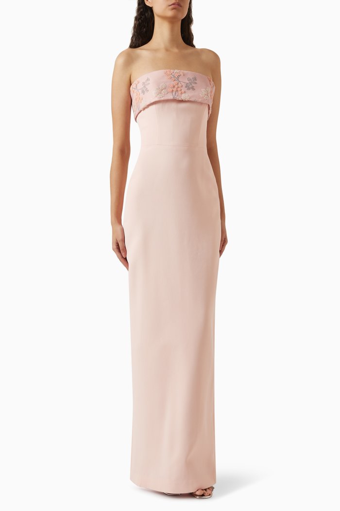 

Strapless Column Gown in Crepe, Pink