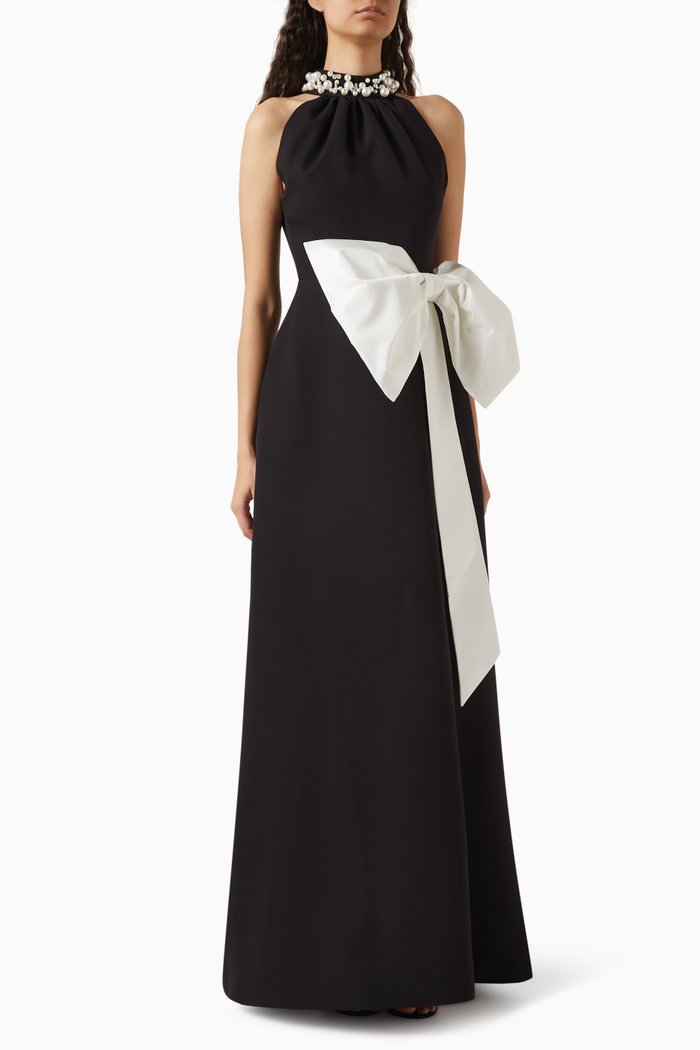 

Sleeveless Bow-detail Gown, Black