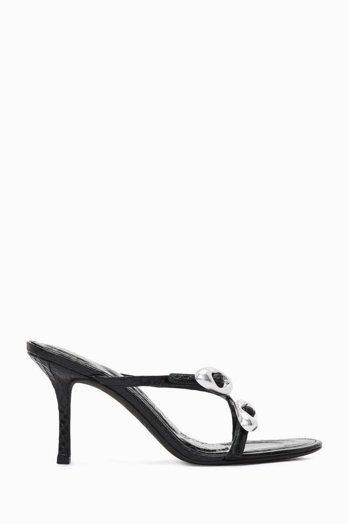 

Dome 85 Mule Sandals in Watersnake Leather, Black