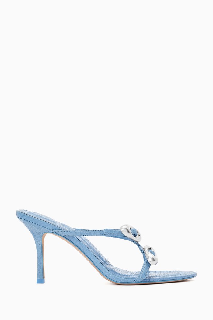 

Dome 85 Mule Sandals in Watersnake Leather, Blue