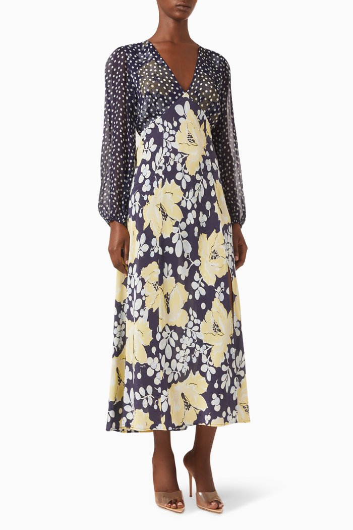 

Melanie Dress in Silk, Blue
