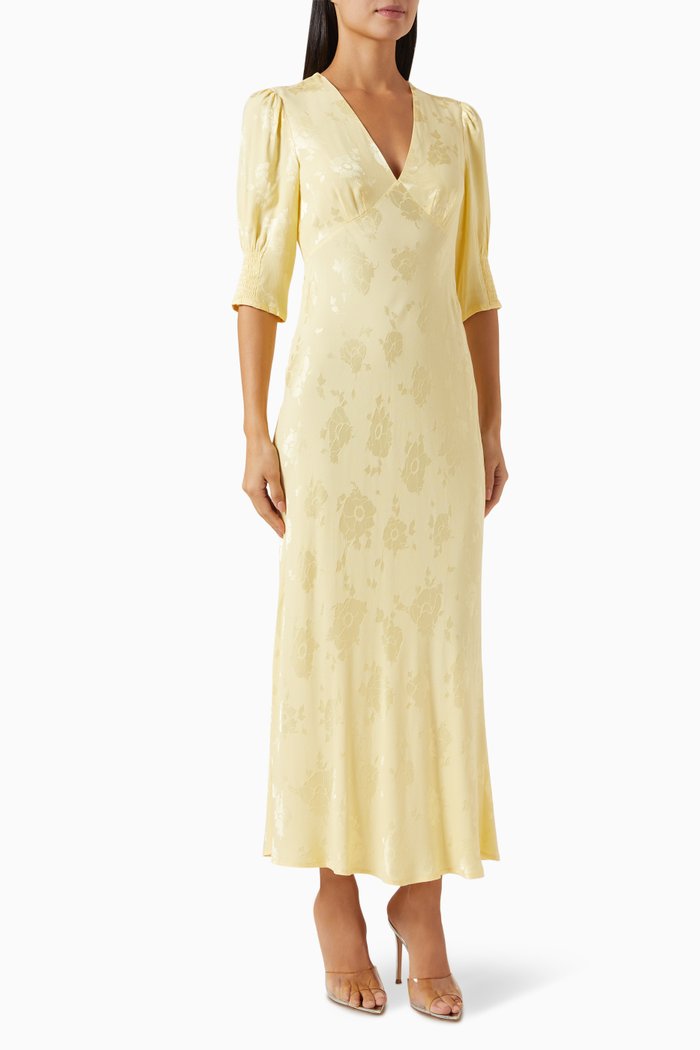 

Zadie Dress in Jacquard Viscose, Yellow
