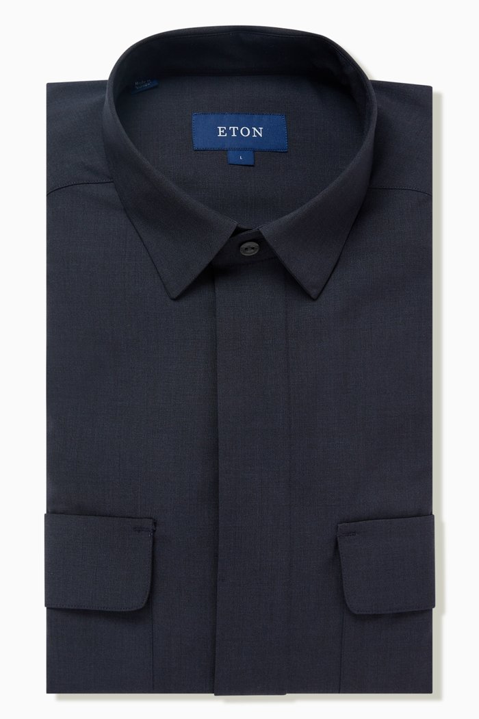 

Hybrid Overshirt in Wool, Blue
