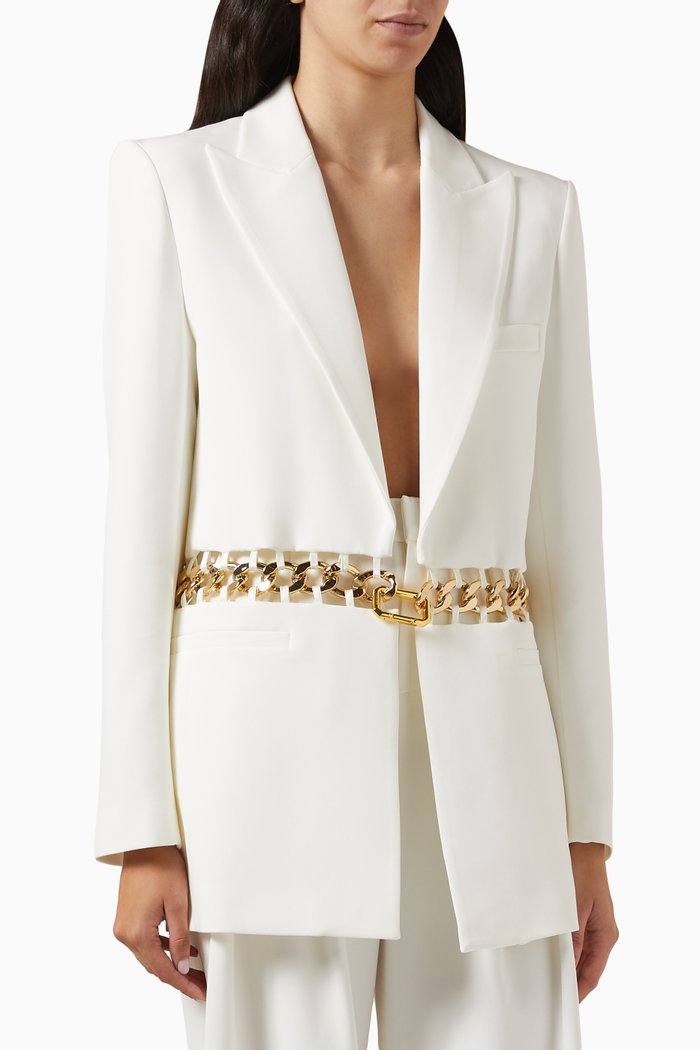 

Della Chain Jacket in Crepe, White