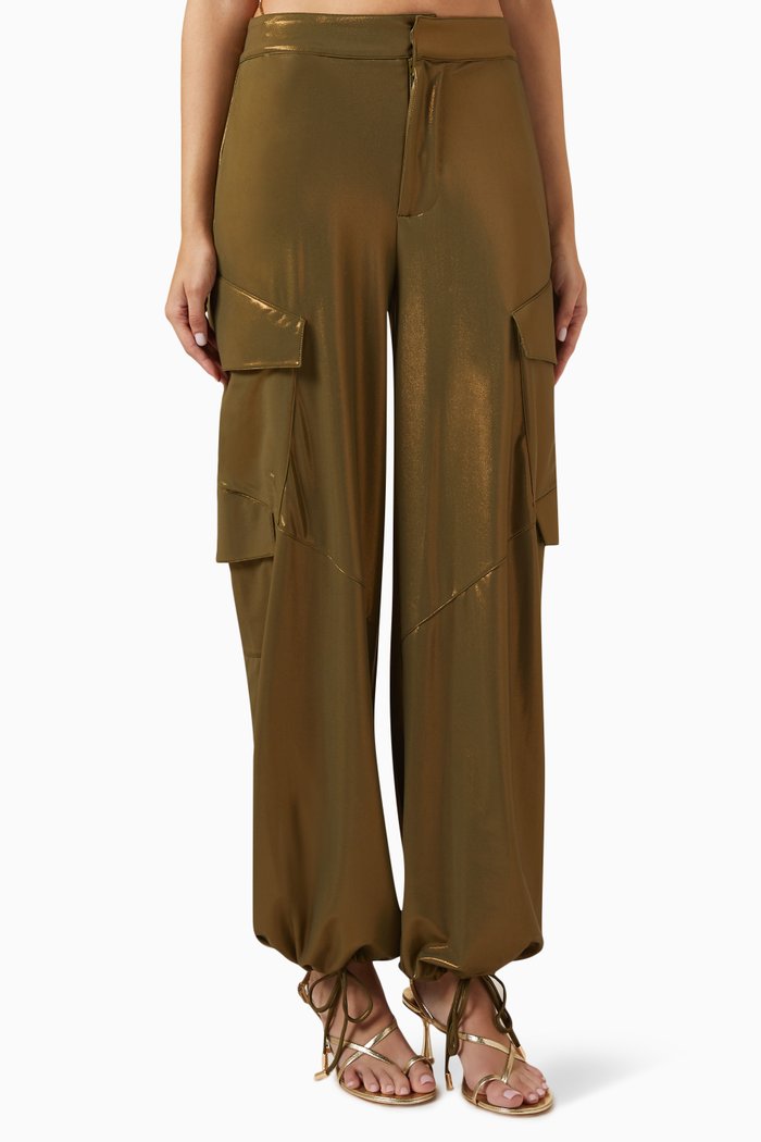 

Hailey Cargo Pants in Metallic Jersey, Green